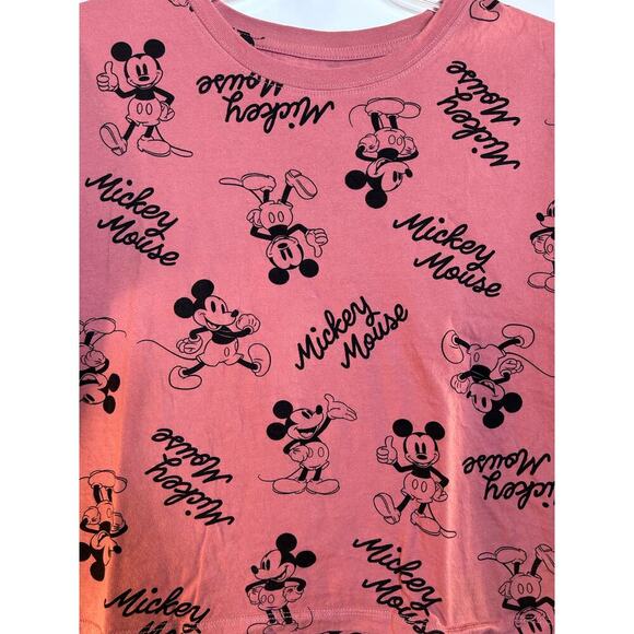 DISNEY Women’s Mickey Mouse All Over Print Casual Crop Top / Size: Large - Picture 4 of 4